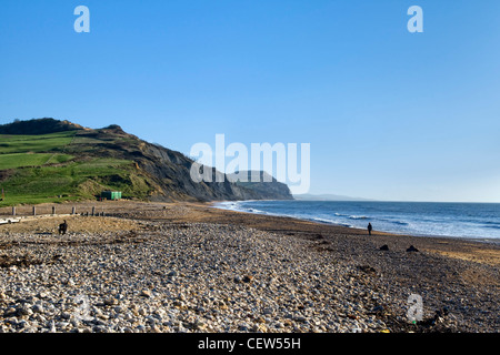 Charmouth Strand an der jurassic Küste Charmouth, Dorset, UK am sonnigen Tag im winter Stockfoto