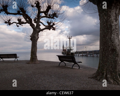 Die Imperia ist eine Statue am Eingang des Hafens von Konstanz, Deutschland, Stockfoto