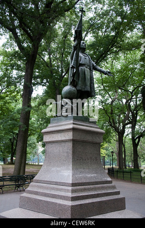 Statue von Christoph Kolumbus im Central Park in New York City, USA Stockfoto