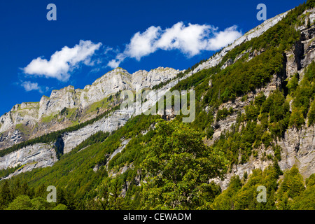 Kalksteinfelsen Berg bei Sixt Fer ein Cheval in der Nähe von Samoens in der Region Savoie der französischen Alpen Quelle des Flusses Giffre Stockfoto