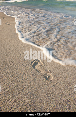 Fußabdruck im Sand, hohe Winkel Ansicht Stockfoto