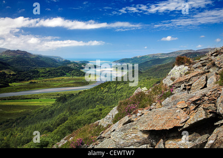 Ein Blick auf die Mündung des Mawddach. Morfa Mawddach ist ein schönes Mündungs-Tal, das beginnt seine Reise in das Herz von Meir Stockfoto