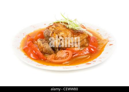 Achsschenkel von Kalbfleisch gebacken mit Gemüse closeup Stockfoto