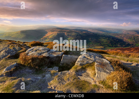 Blick nach Norden vom Zuckerhut in der Nähe von Abergavenny in Südwales. Stockfoto