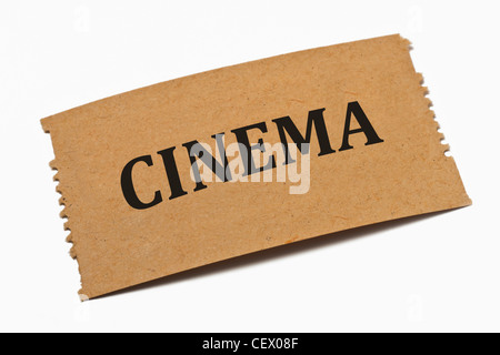 Detailansicht Einer Karte aus Papier Mit der Aufschrift Cinema (Kino) | Detail-Foto einer Papier-Karte mit der Aufschrift Kino Stockfoto