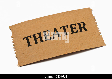 Detailansicht Einer Karte aus Papier Mit der Aufschrift Theater | Detail-Foto einer Papier-Karte mit der Aufschrift Theater Stockfoto