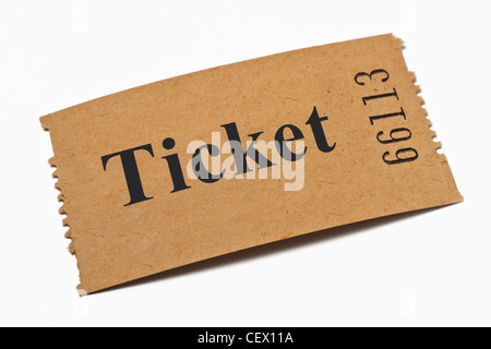 Detailansicht Einer Karte aus Papier Mit der Aufschrift Ticket | Detail-Foto einer Papier-Karte mit der Aufschrift-ticket Stockfoto