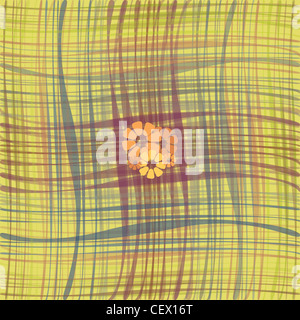 orange Blumen auf gelb gestreiften Hintergrund Stockfoto