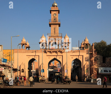 Indien, Rajasthan, Nagaur, Altstadt, Tor, Uhrturm, Stockfoto