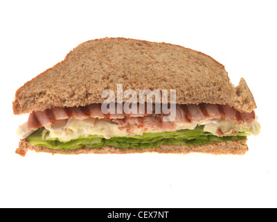 Frisch zubereitete oder gegrilltem Speck und Brie Käse Sandwich mit Salat auf Gesunde braune Brot mit Keine Personen Stockfoto