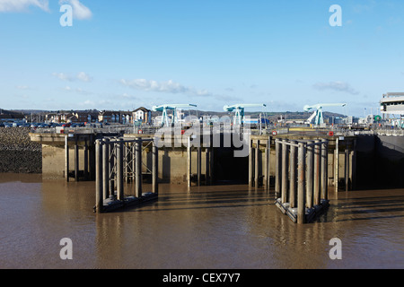 Cardiff Barrage, Bucht von Cardiff, Wales, UK Stockfoto