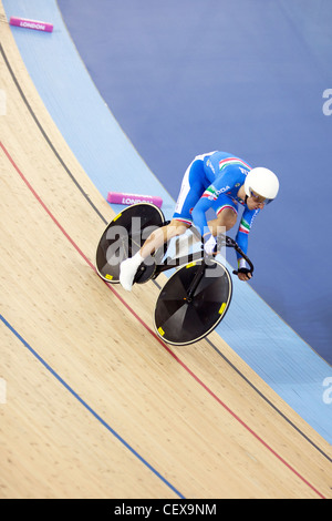 Elia VIVIANI (ITA) Männer Omnium fliegen-Runden-Rennen, Track Cycling World Cup 2012 London bereitet Serie 2012 Stockfoto