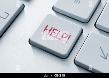 Schaltfläche "Hilfe" auf der Tastatur. Getönten Image. Stockfoto