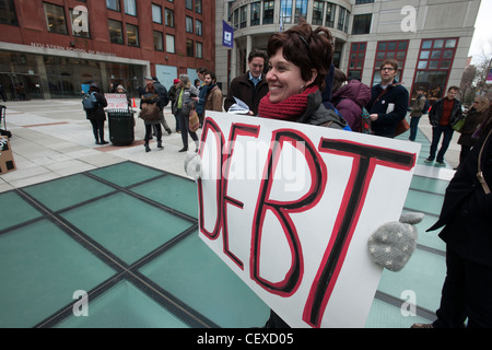 New York University Studenten und ihre Anhänger protestieren an der NYU über Expansionspläne der Universität Stockfoto
