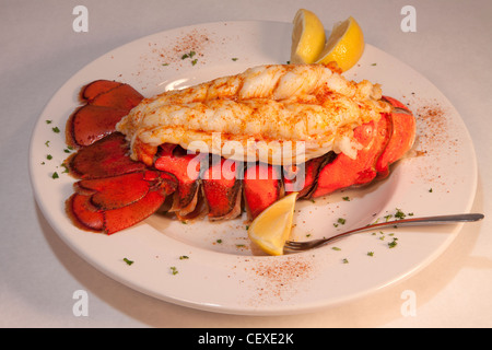 Hummerschwanz Abendessen auf Platter E USA Stockfoto