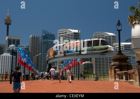 Pyrmont Bridge Darling Harbour Sydney Australien Stockfoto