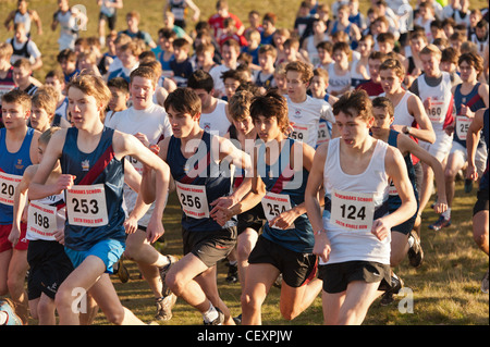 Das Knole Run Sevenoaks School 14. Januar 2012 Kreuz Land Jugend 15 16 17 jährige 6 Meile laufen im Team Stockfoto