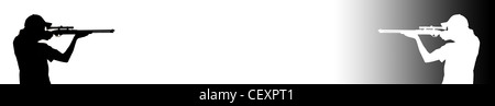 Mann eine Gewehr - ein gradient Banner Design mit textfreiraum in die Mitte schießen Stockfoto