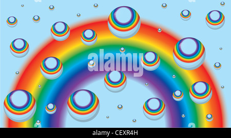 Hintergrund für eine Visitenkarte mit einem Regenbogen und Tropfen Stockfoto