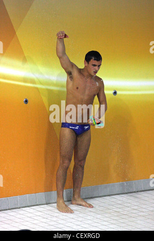 Tom Daley in die Synchronpore 10m Plattform bei the18th FINA Visa Diving World Cup 2012 an das Aquatics Centre, Stockfoto