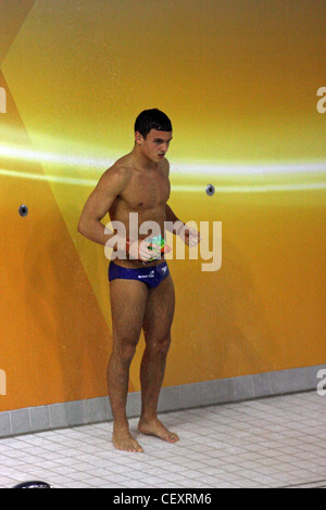 Tom Daley in die Synchronpore 10m Plattform bei the18th FINA Visa Diving World Cup 2012 an das Aquatics Centre, Stockfoto