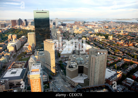 Bostons Panorama wie es gilt von Prudential Tower im Winter Stockfoto