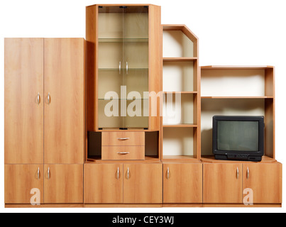 Möbel-set für ein Wohnzimmer, isoliert auf weiss Stockfoto