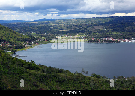 Blick Richtung Pangururan. Samosir Island, Lake Toba, North Sumatra, Sumatra, Indonesien, Süd-Ost-Asien, Asien Stockfoto