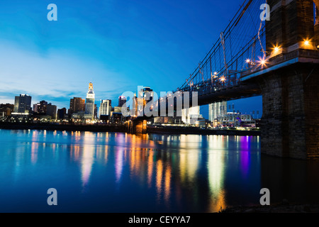 Cincinnati in Ohio Fluß gesehen Stockfoto