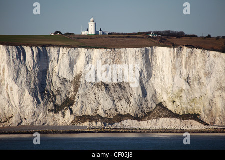 South Foreland Lighthouse auf die weißen Klippen von Dover, Kent, England. Stockfoto