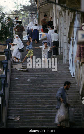 Algier, Algerien--eine Treppe Szene im Bab el Oued Bezirk der Hauptstadt. Stockfoto