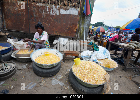 Lebensmittel-Markt, Kinshasa, demokratische Republik Kongo, Afrika Stockfoto