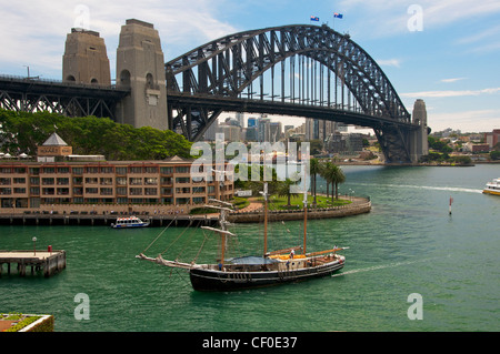 Die Viermastbark James Craig Eingabe Campbells Cove in Australien Sydney Harbour Stockfoto