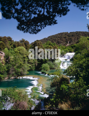 Skradinski Buk fällt im Krka Nationalpark, Dalmatien, Kroatien. Stockfoto