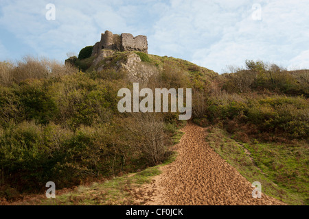 Die Ruinen der Pennard Castle, Halbinsel Gower, Wales Stockfoto