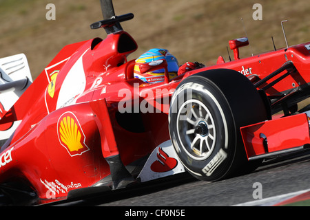 © Simone Rosa/Semedia 21.02.2010 Barcelona (Esp) Test von F1 - Autos auf dem Bild: Fernando Alonso - Ferrari Malboro Santander Stockfoto