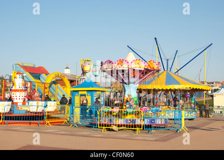 Kirmes rides an Barry Island, South Wales, UK, Lage der beliebten TV-Serie Gavin & Stacey Dreharbeiten Stockfoto