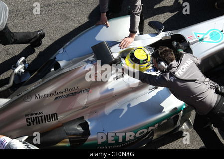 © Simone Rosa/Semedia 22.02.2010 Barcelona (Esp) Test von F1 - Autos auf dem Bild: Nico Rosberg - Mercedes Gp Petronas Stockfoto