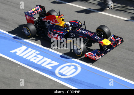 © Simone Rosa/Semedia 22.02.2010 Barcelona (Esp) Test von F1 - Autos auf dem Bild: Sebastian Vettel - Red Bull F1 Team Stockfoto