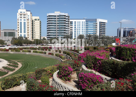 Blumenbeete in der Stadt von Dubai, Vereinigte Arabische Emirate Stockfoto