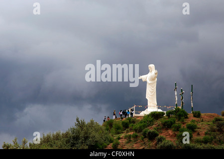 Statue von Jesus Christus in Sacsayhuaman religiöse Inka-Stätte in der Stadt Cusco, Peru, Südamerika Stockfoto