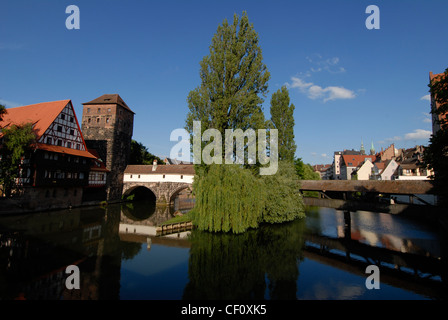 Der Fluss Pegnitz in Nürnberg Stockfoto