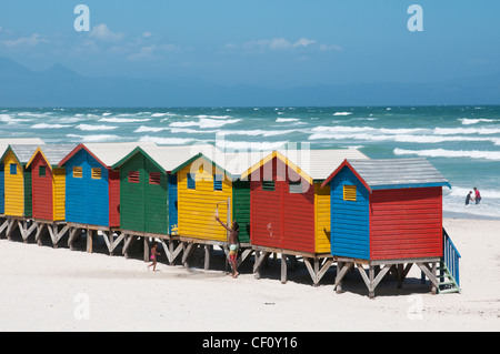 South African blaue Flagge Strand von Muizenberg im Western Cape Stockfoto