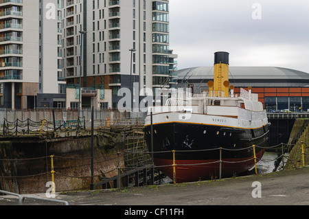 Das Nomadic, zart gebaut, um die Passagiere auf der Titanic in Cherbourg Fähre Schiff. Stockfoto