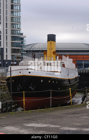 Das Nomadic, zart gebaut, um die Passagiere auf der Titanic in Cherbourg Fähre Schiff. Stockfoto