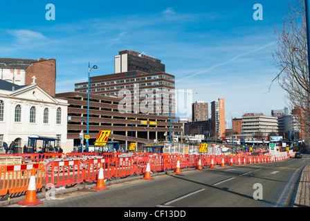 Größere Baumaßnahmen in Moor Street im Zentrum von Birmingham Stockfoto