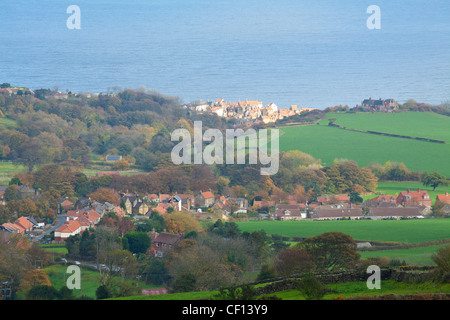 Blick über Robin Hoods Bay, North Yorkshire. Stockfoto