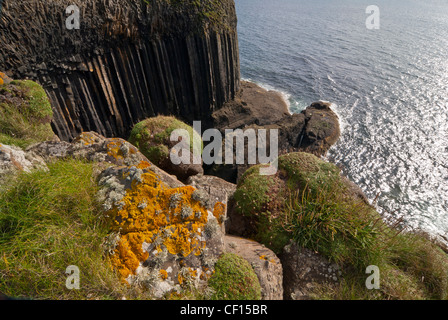 Die Kolonnade oder Basalt Säulen neben MacKinnon Höhle auf der Insel Staffa Stockfoto