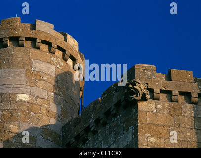 Nahaufnahme von einem Wasserspeier auf Broadway Tower. Der Turm war die Idee von Capability Brown und 1798 vollendet. Stockfoto