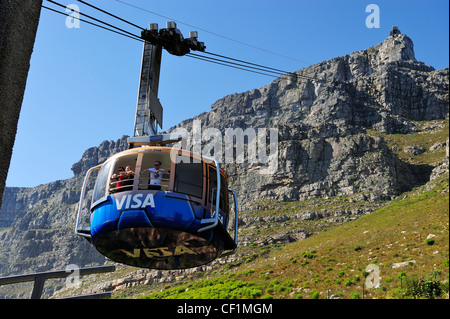 Seilbahn absteigend vom Tafelberg, Cape Town, Western Cape, Südafrika Stockfoto